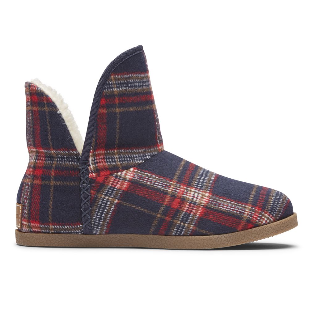 Chinelos De Quarto Rockport Trutech Veda Senhora - Azul Marinho/Vermelhas ( 087-DCORYM )